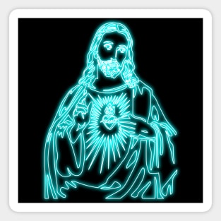 Sacred Heart of Jesus (blue neon) Magnet